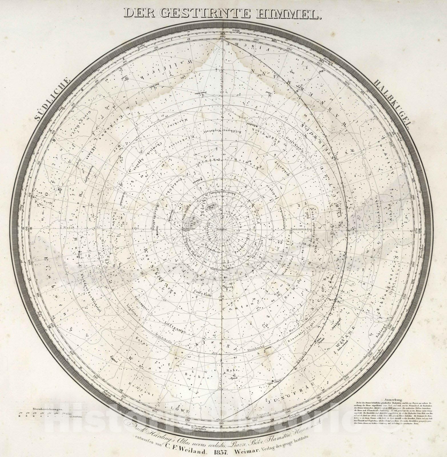 Historic Map : 1837 Der Gestirnte Himmel. Southern Starry Sky. - Vintage Wall Art