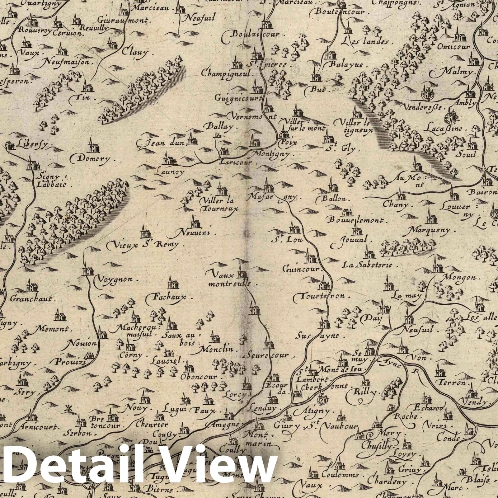 Rethel, Champagne, France 1632 Historical Map Print