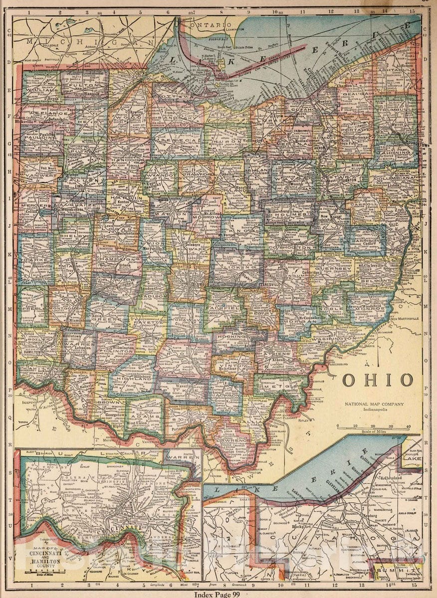 Historic Map : National Atlas - 1927 Ohio - Vintage Wall Art