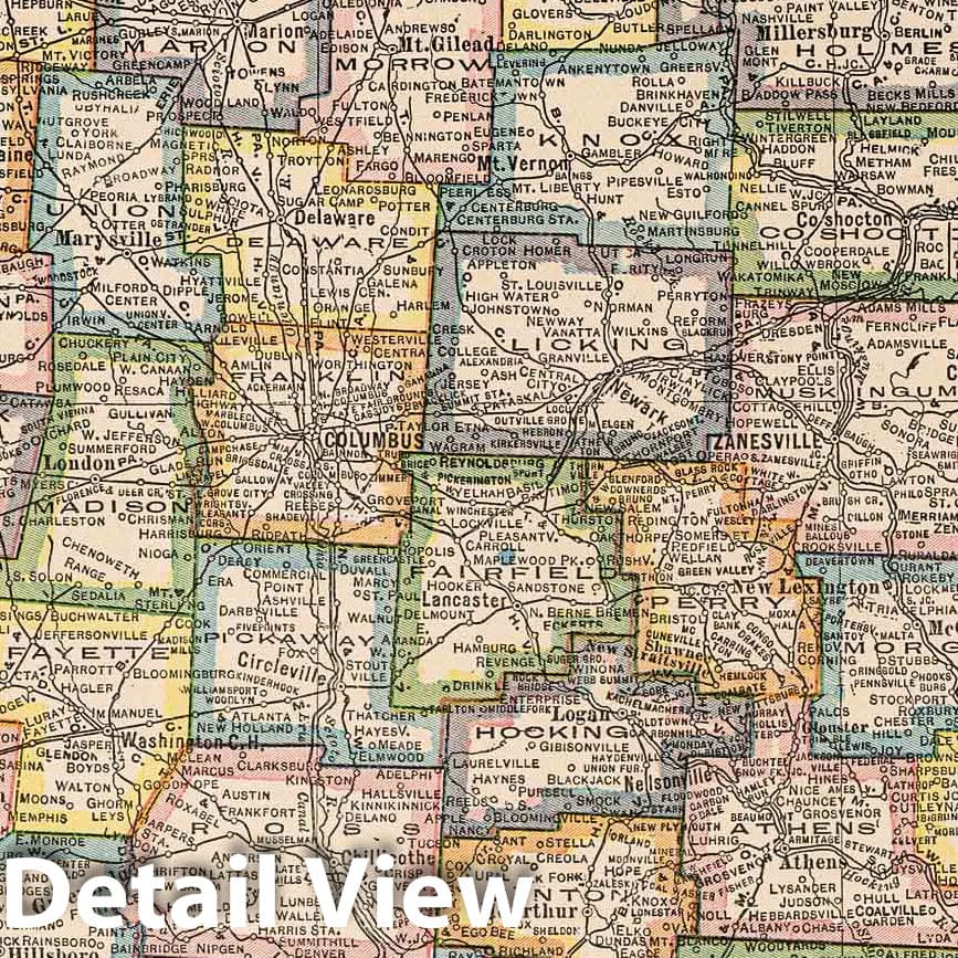 Ohio - Road Map, 1927 - Historical Map Print