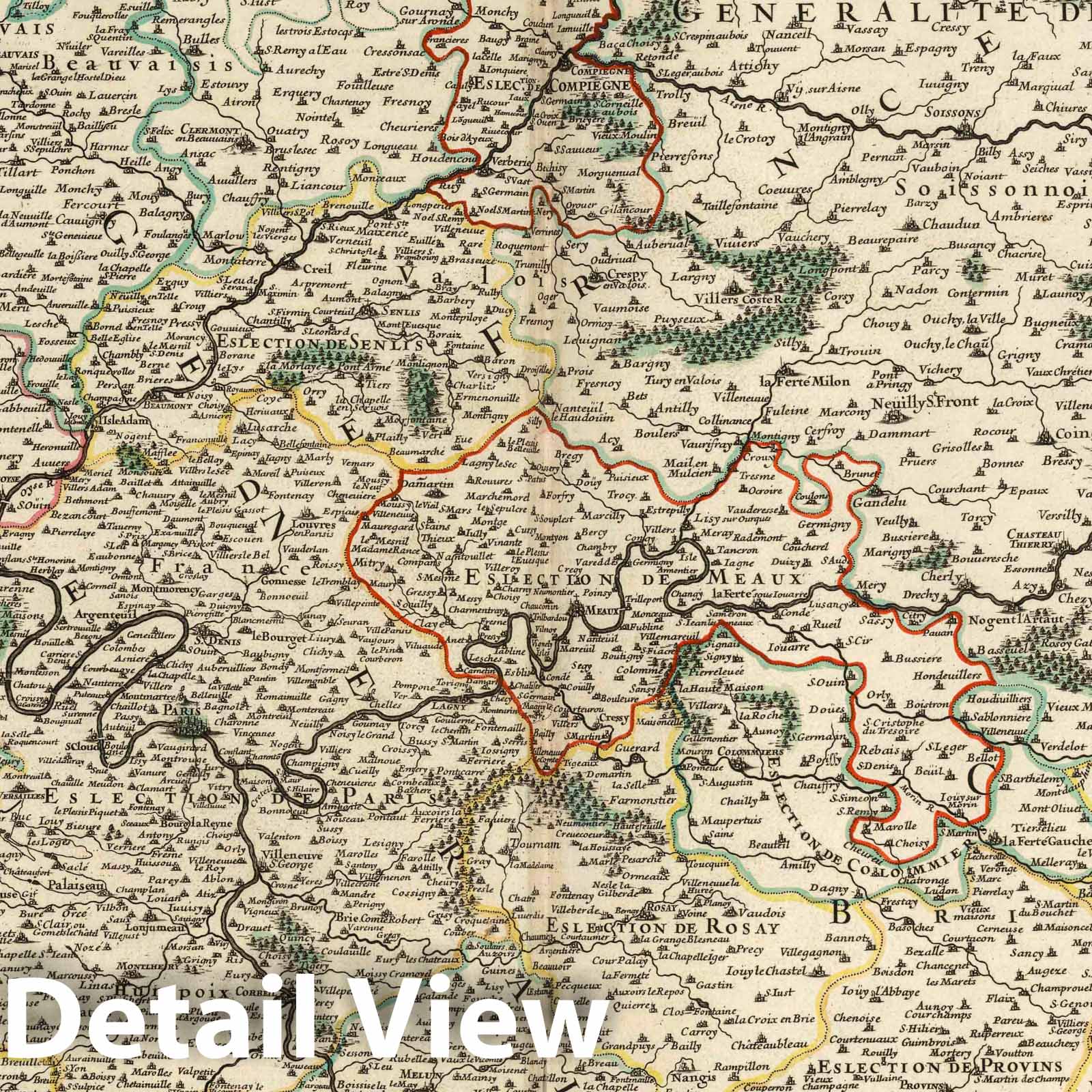 Île-de-France, France - Northern Sheet, 1695 - Historical Map Print