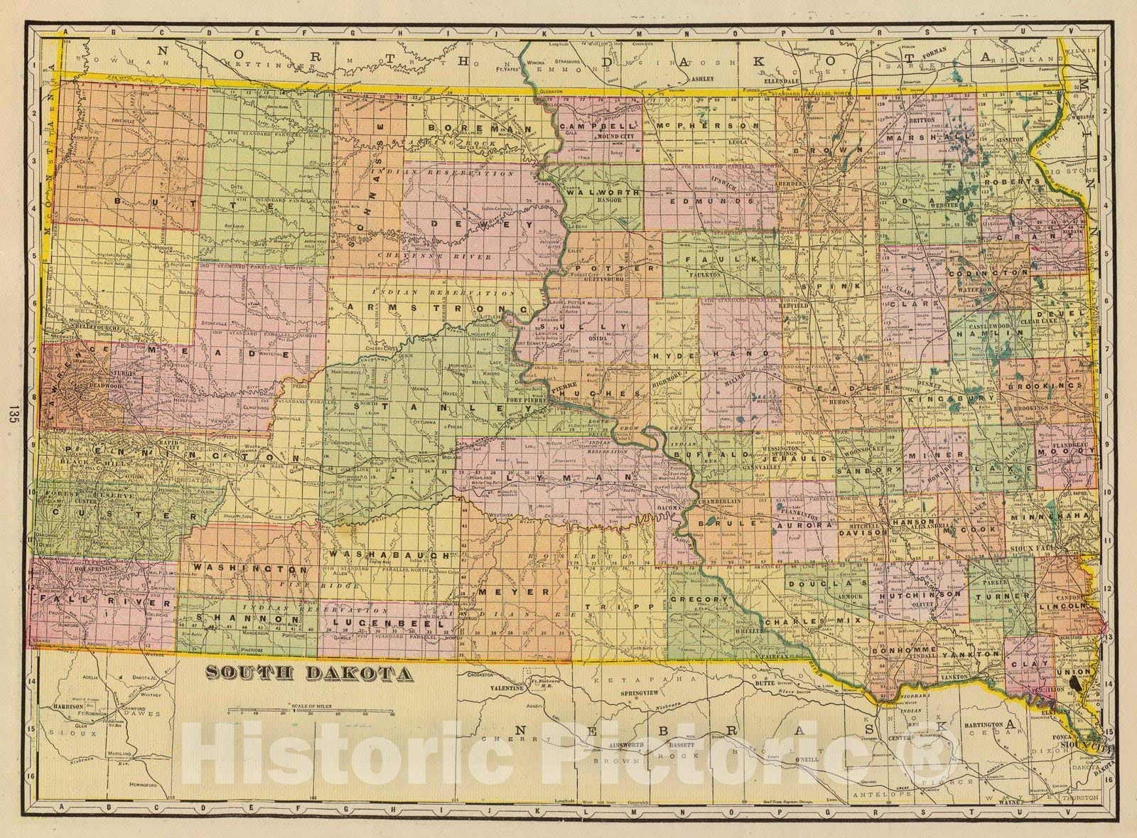 Historic Map : 1909 S. Dakota. - Vintage Wall Art