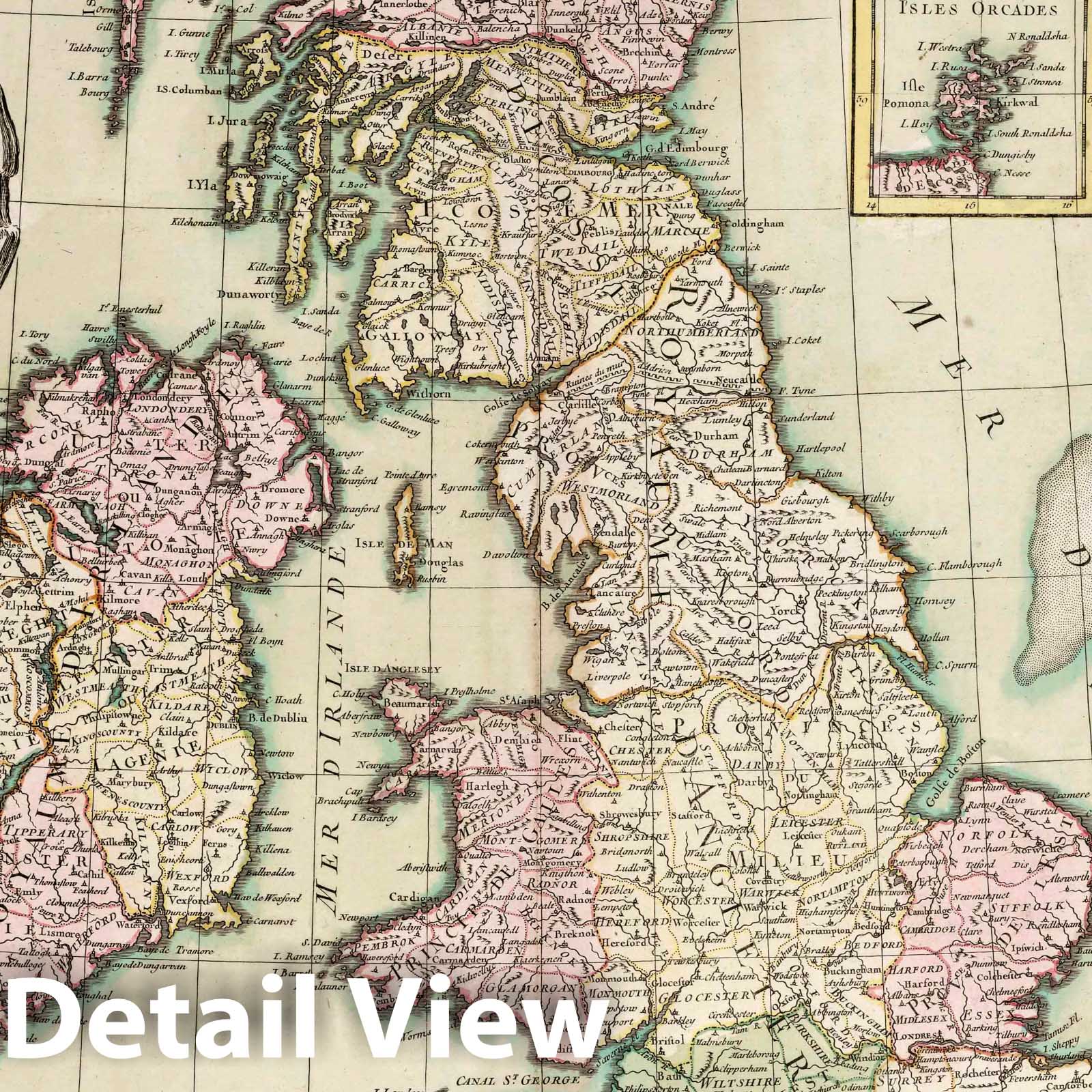 British Isles - England, Scotland, Ireland, 1759 Historical Map Print
