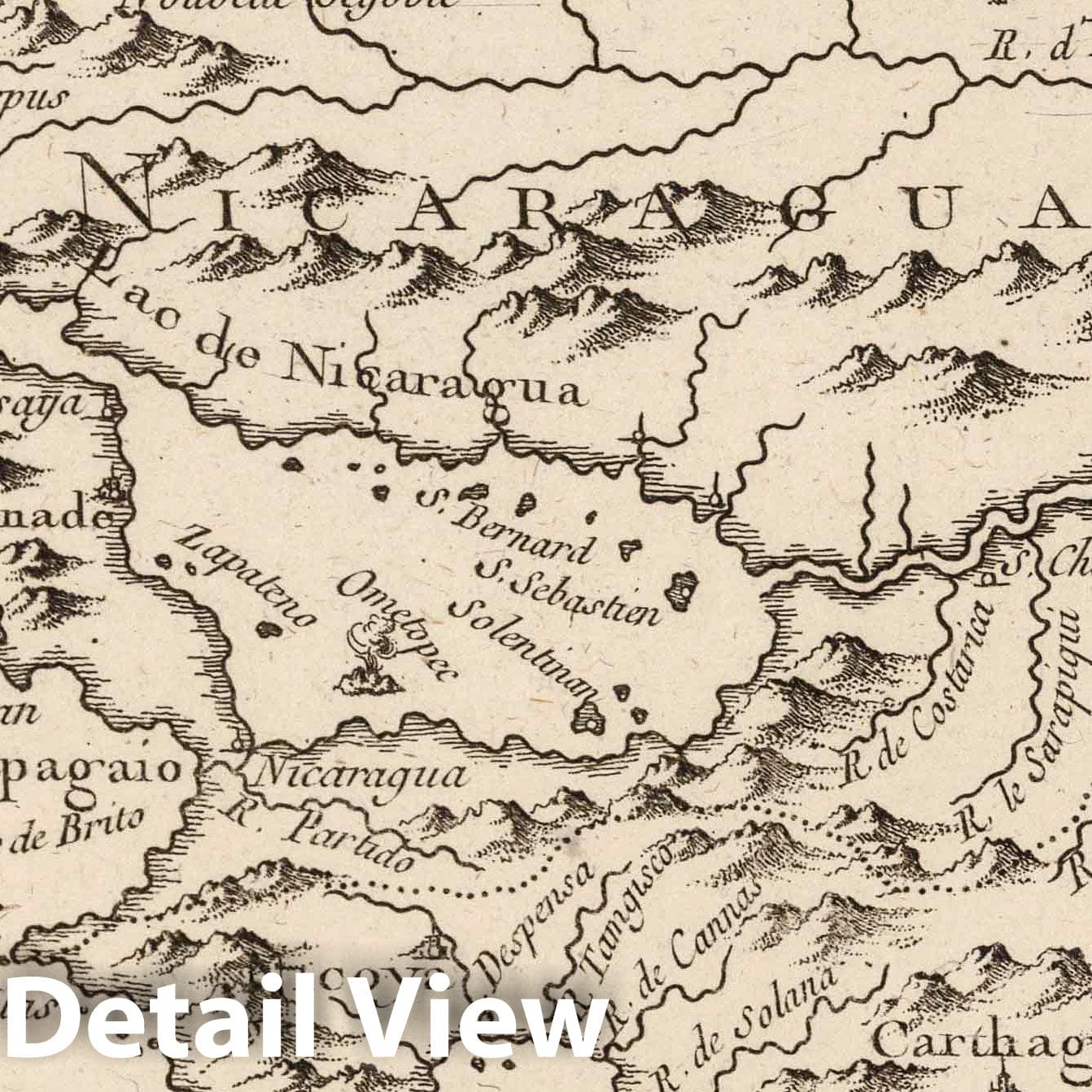 Costa Rica and Nicaragua - Nautical Chart, 1764 - Historical Map Print