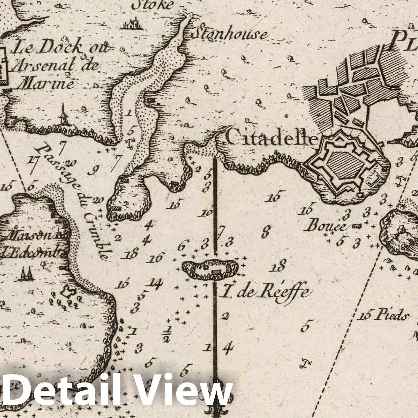 Plymouth Bay, England - Nautical Chart, 1764 - Historical Map Print