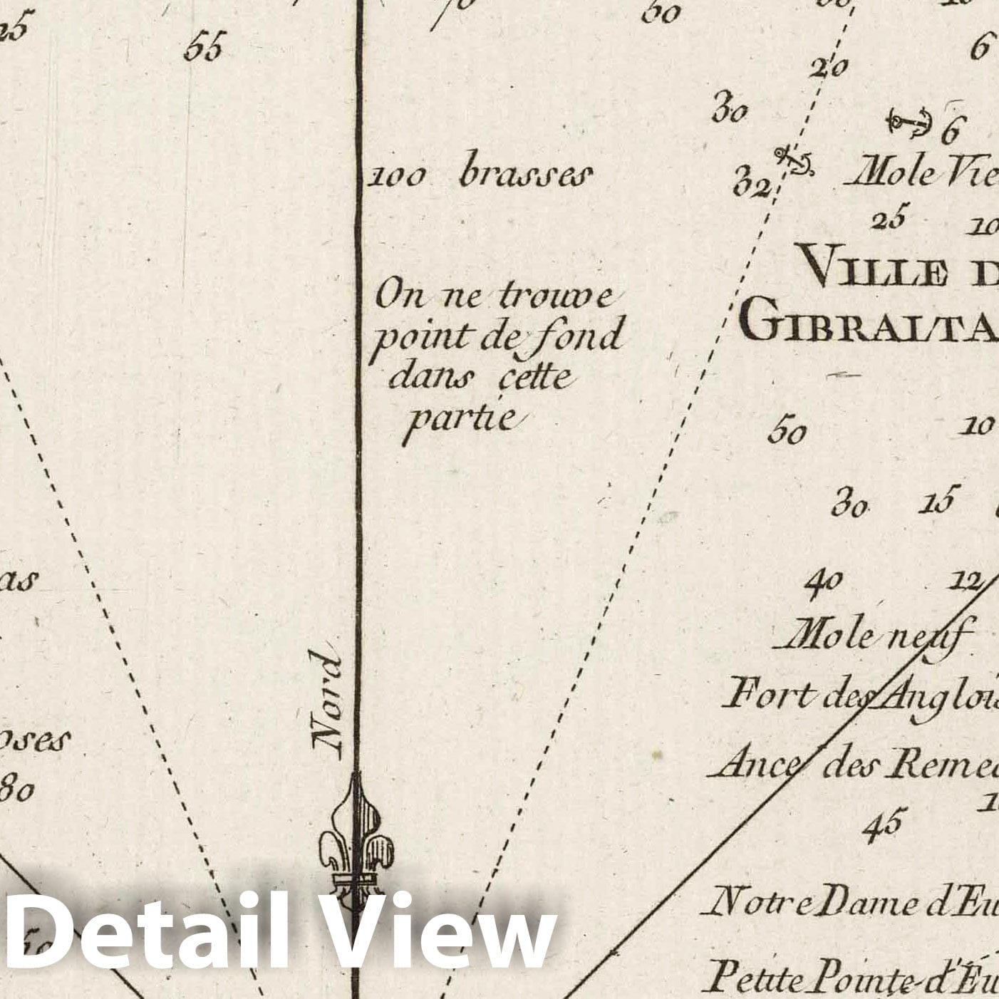 Bay of Gibraltar - Nautical Chart, 1764 - Historical Map Print
