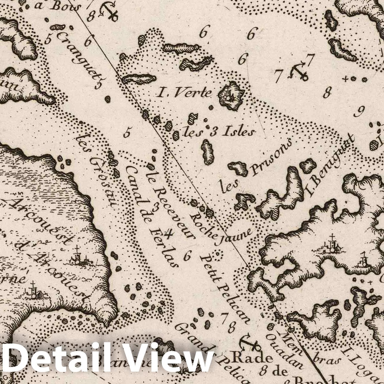 Isle of Brehat, Brittany, France - Nautical Chart, 1764