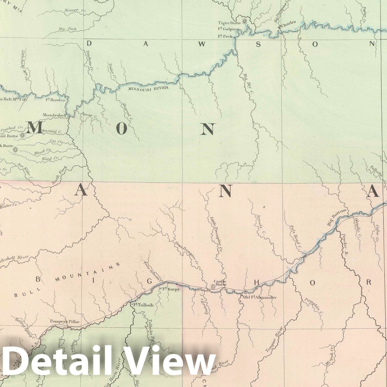 Montana - Railroad Map, 1875 - Historical Map Print