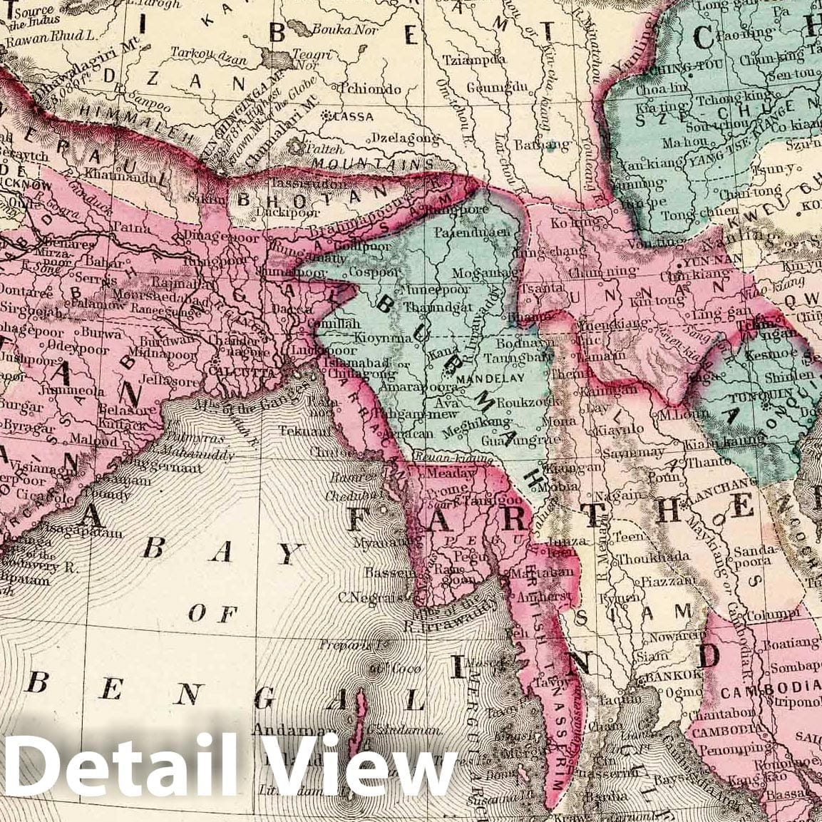 Hindoostan, Farther India, China, and Tibet - Railroad Map, 1877
