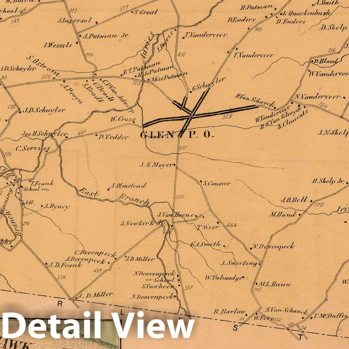 Glen and Auriesville, Montgomery County, New York - Property Map, 1868