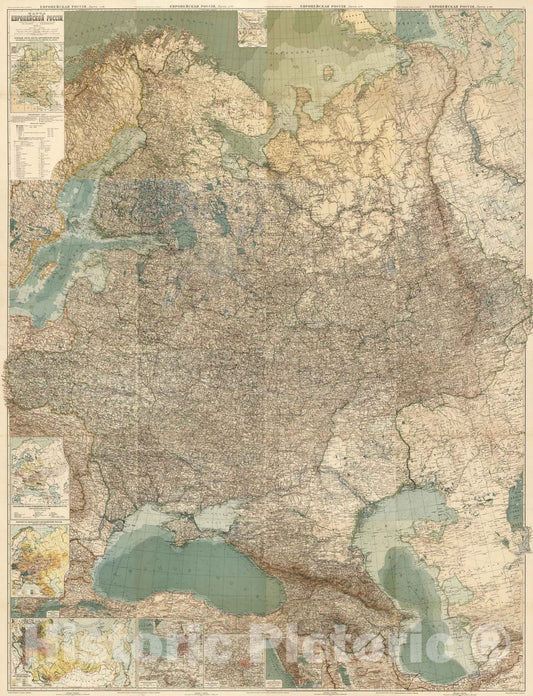 Historic Map : 1909 Composite: Karta Evropeyskaia Rossiia. Sheet 1-16 - Vintage Wall Art