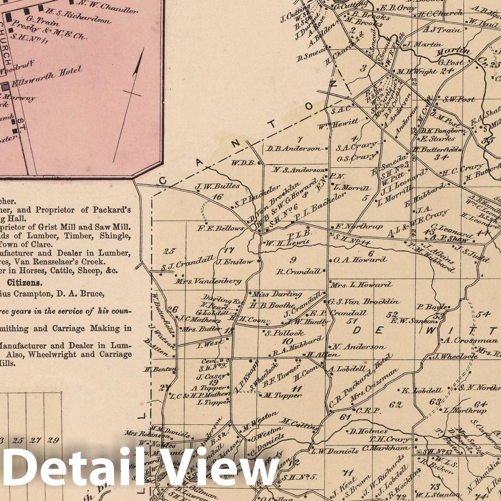 Pierrepont, Pierrepont Center, East Pierrepont, Saint Lawrence County, New York - Property Map, 1865