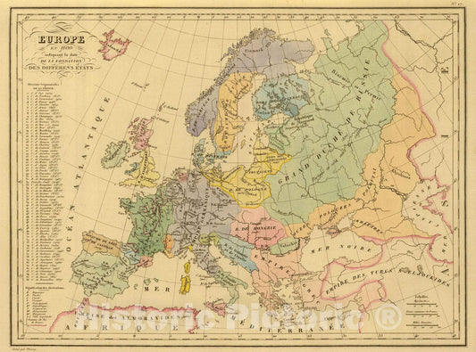 Historic Map : 1837 Europe en 1100. - Vintage Wall Art