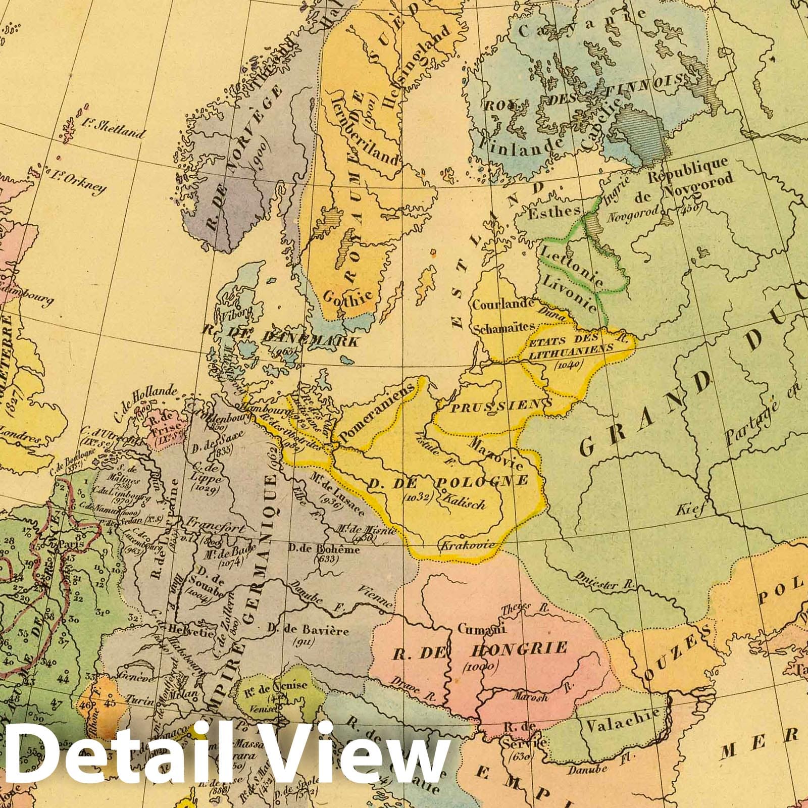 Historic Map : 1837 Europe en 1100. - Vintage Wall Art