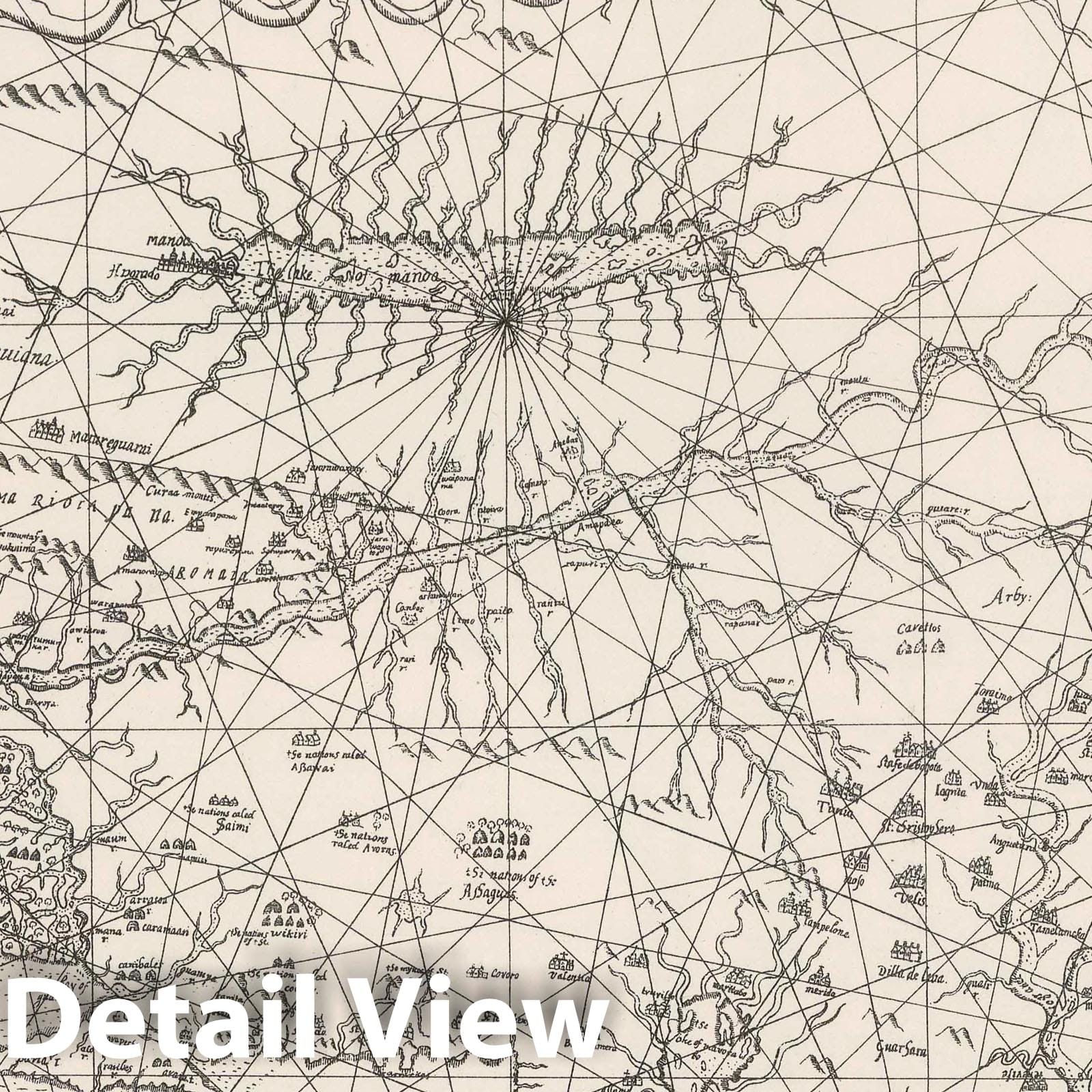 Guiana with Orinoco and Amazon Rivers - Nautical Chart, 1595