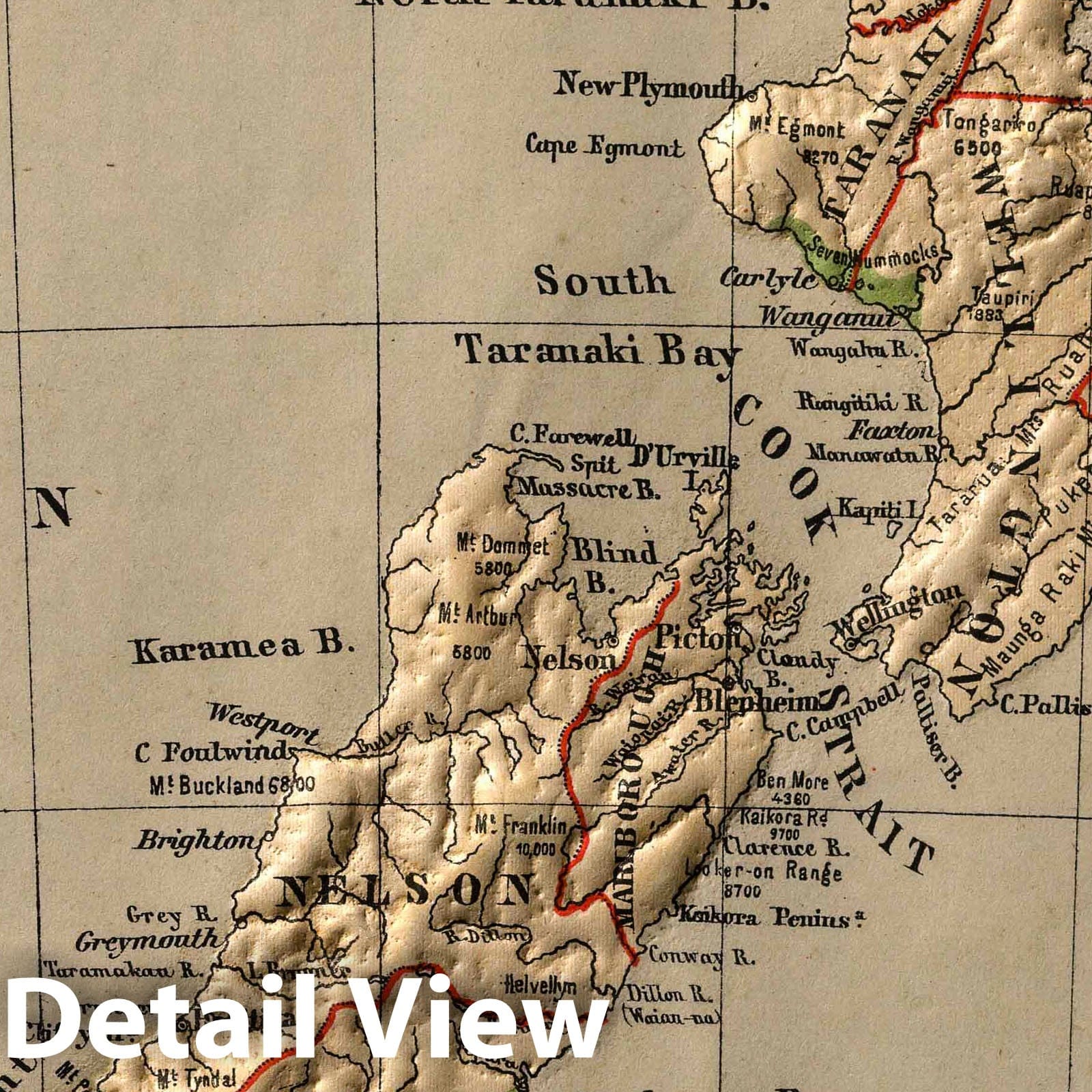 New Zealand with Fiji - Physical Map, 1880 - Sonnenschein & Allen Atlas Plate
