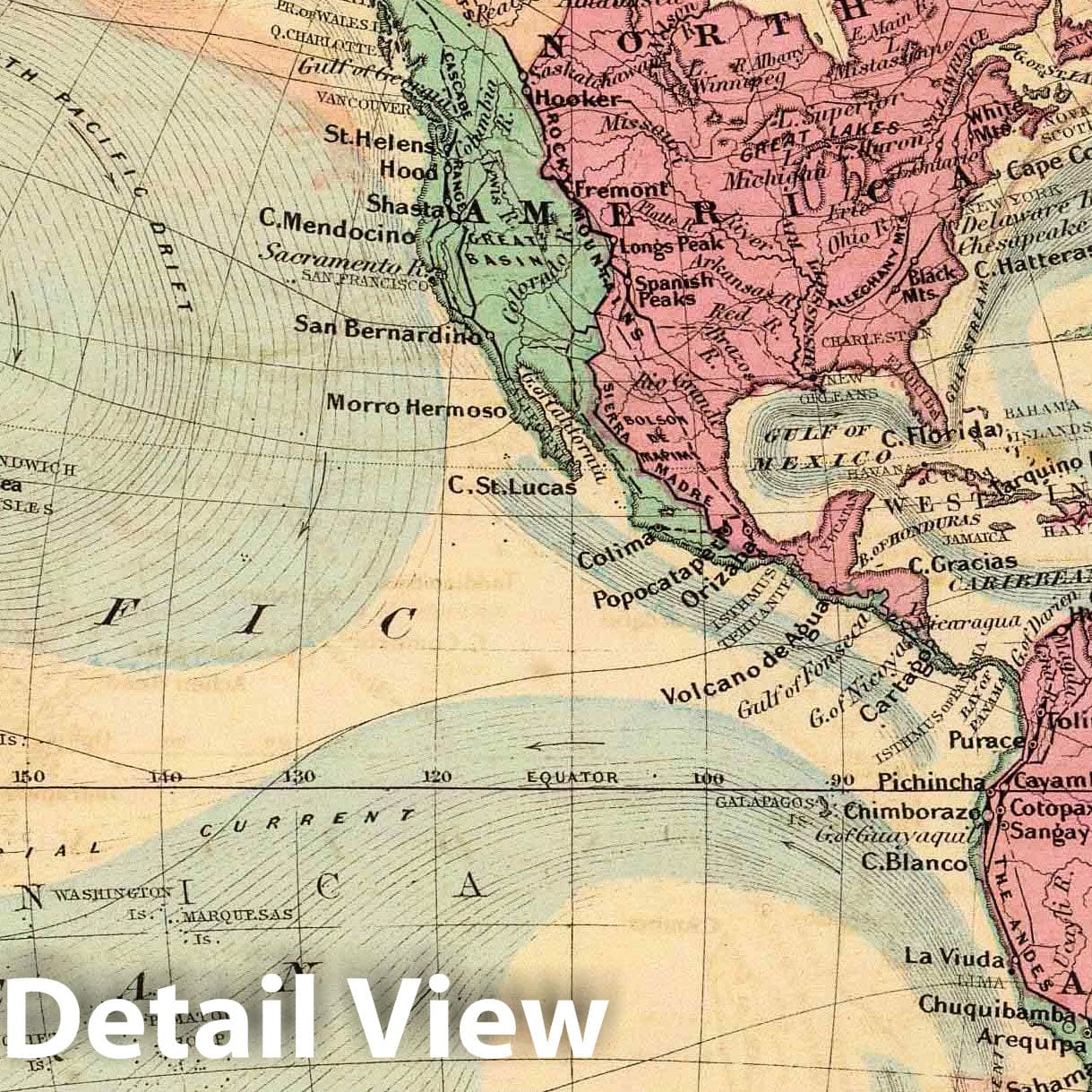 Western Hemisphere, 1860 - Historical Map Print