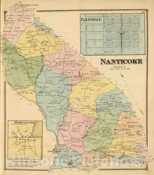 Historic Map : 1868 Nanticoke. - Vintage Wall Art