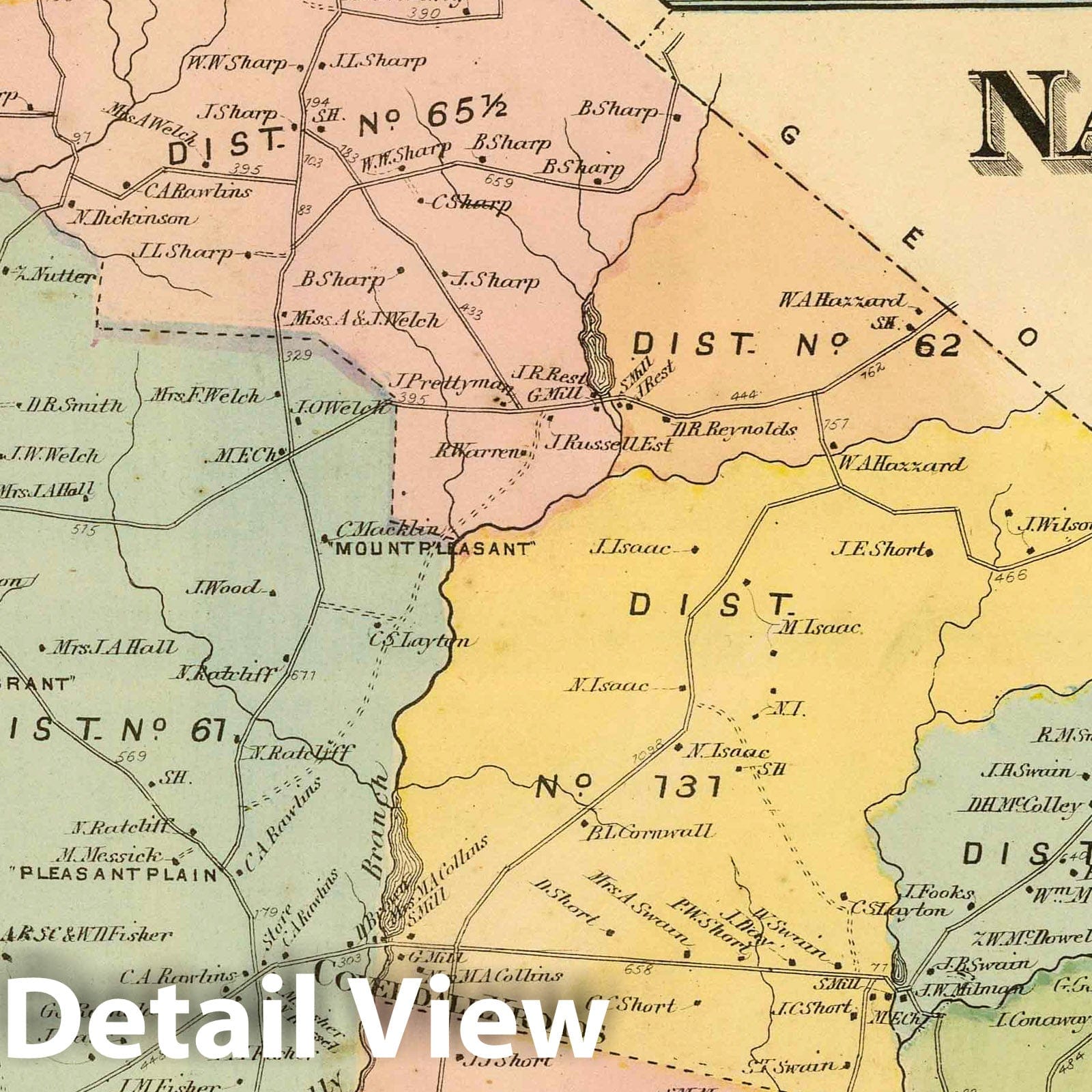Nanticoke, Sussex County, Delaware - Road Map, 1868 - Historical Map Print