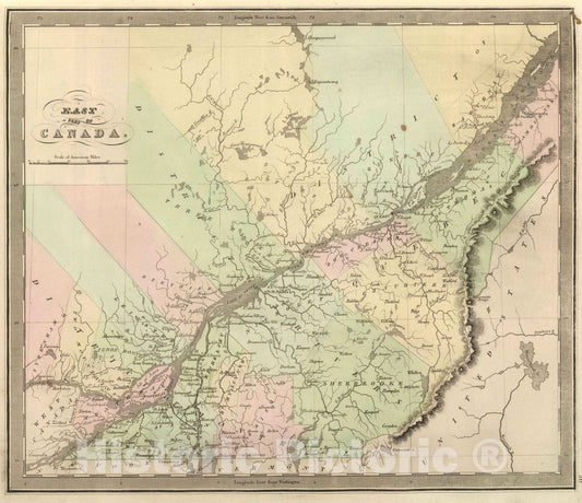 Historic Wall Map : 1848 East Part of Canada. - Vintage Wall Art