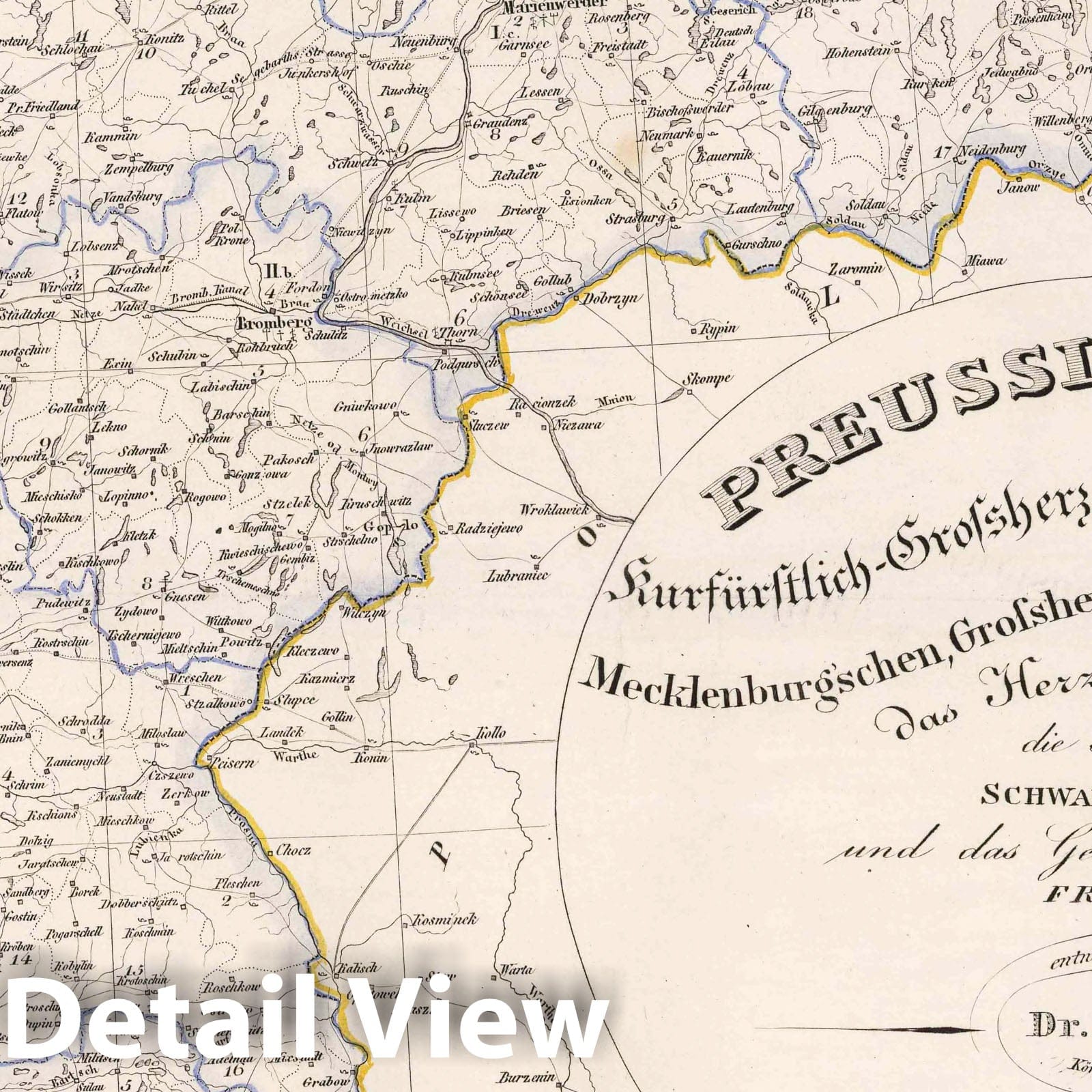 Prussia and German States, 1847 - Hand-Colored Historical Map Print