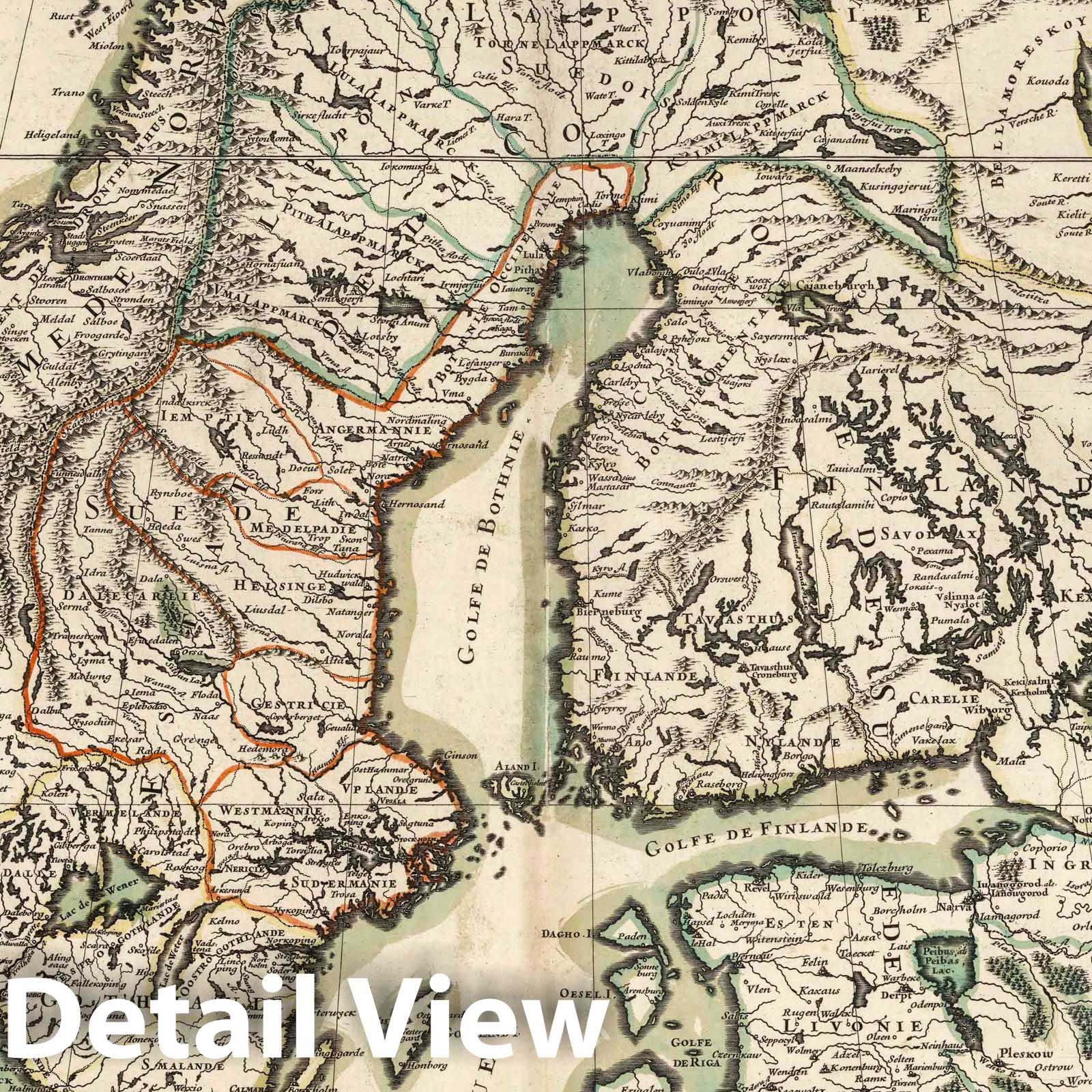 Scandinavia, Sweden, Denmark, and Norway 1695 Historical Map Print