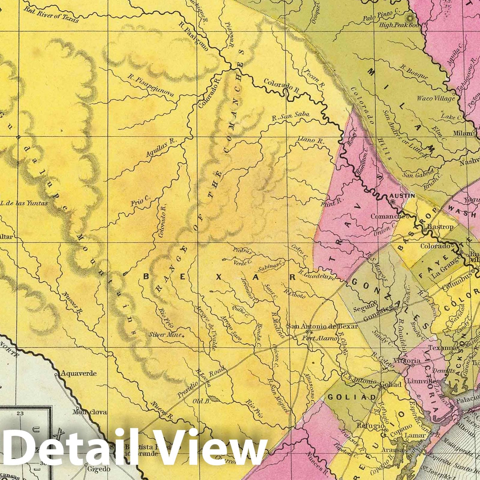 Texas - River Map, 1846 - Historical Map Print