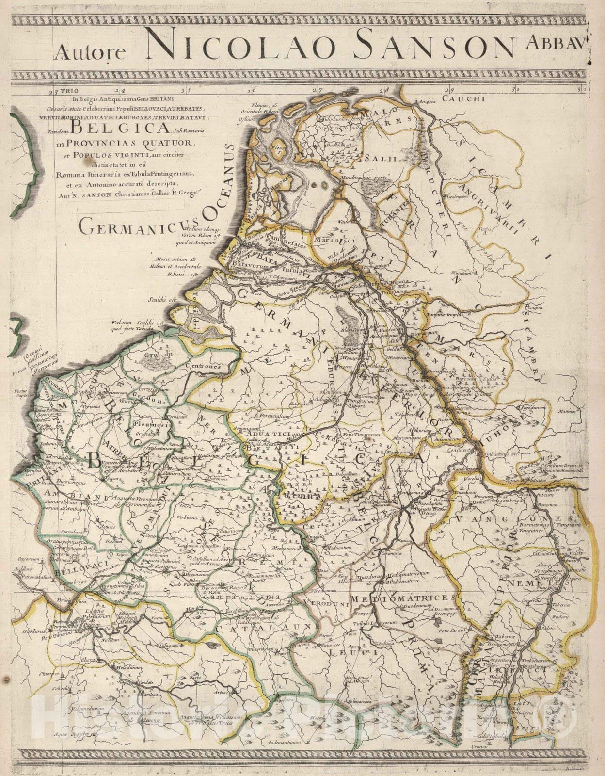 Historic Map : 1697 Map of the Geography of Ancient France (continued.) - Vintage Wall Art