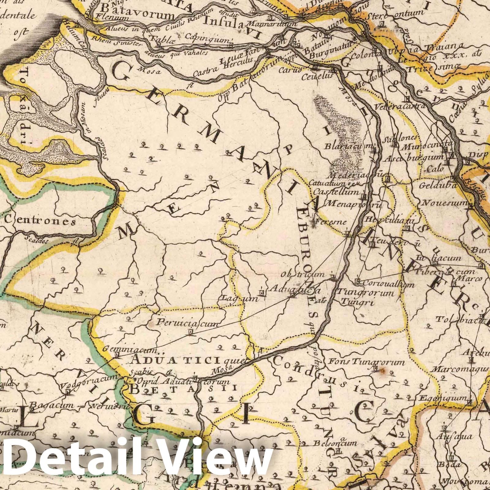 Ancient Gaul and Belgium, 1697 - Historical Map Print