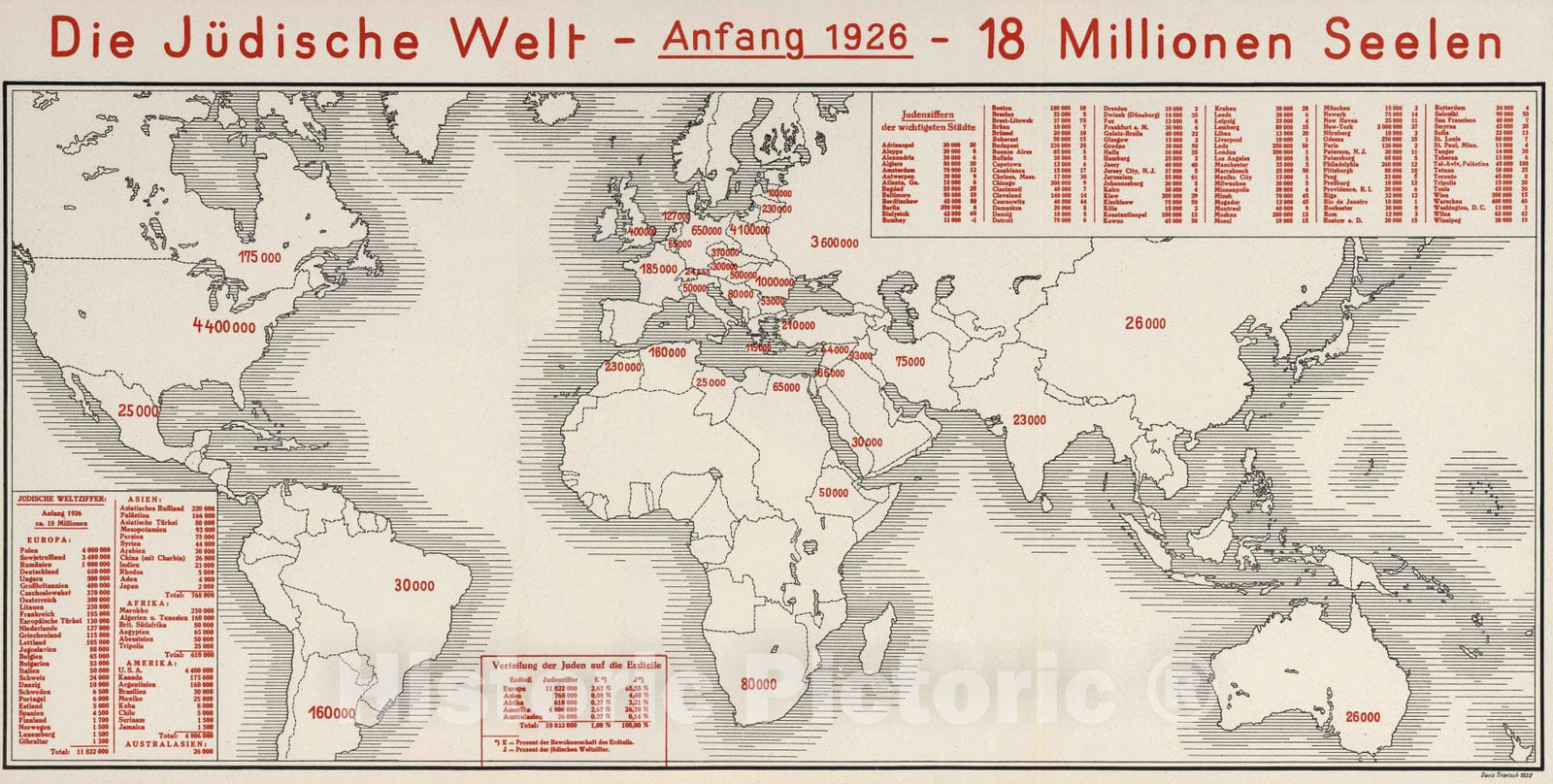 Historic Map : 1926 Die juedische Welt. - Vintage Wall Art