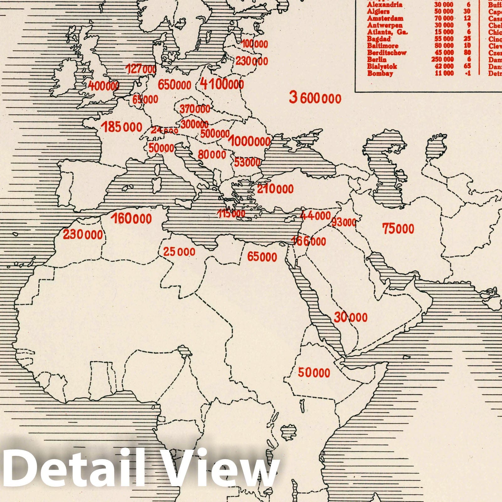 Jewish World - Palestine 1926 Statistical Map Print