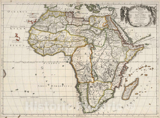 Historic Map : 1702 Old Africa. - Vintage Wall Art