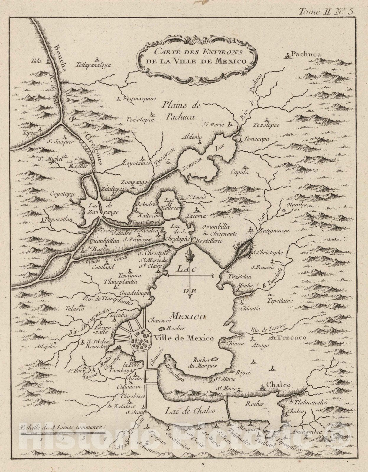Historic Map : Mexico, 1764 Cartes des environs de la ville de Mexico , Vintage Wall Art