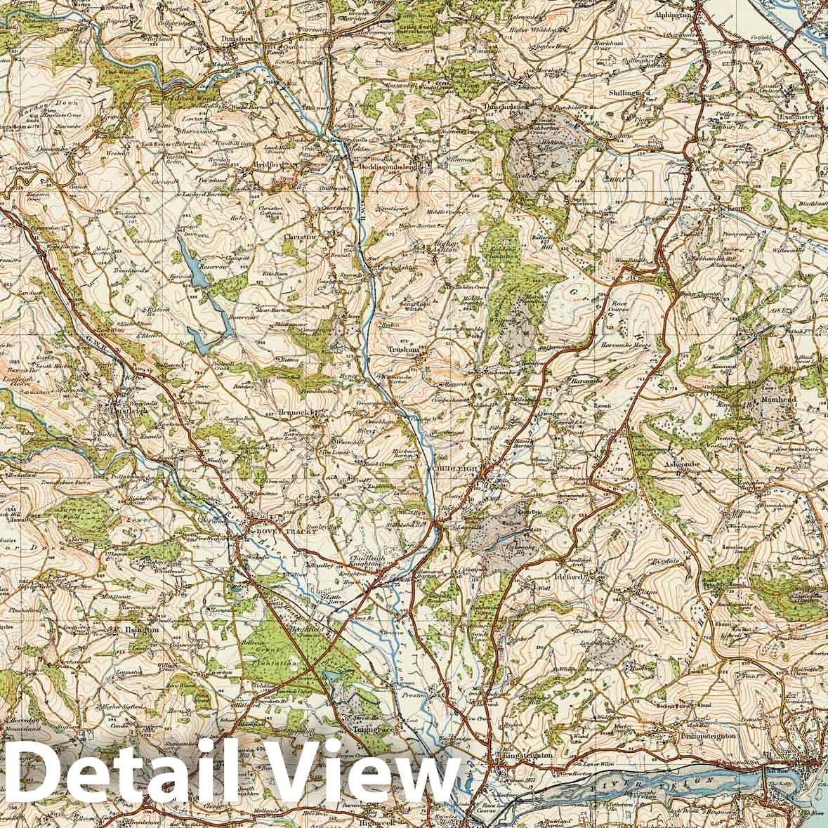 Dartmoor and Exeter - Survey Map, 1913 - Ordnance Survey Historical Print