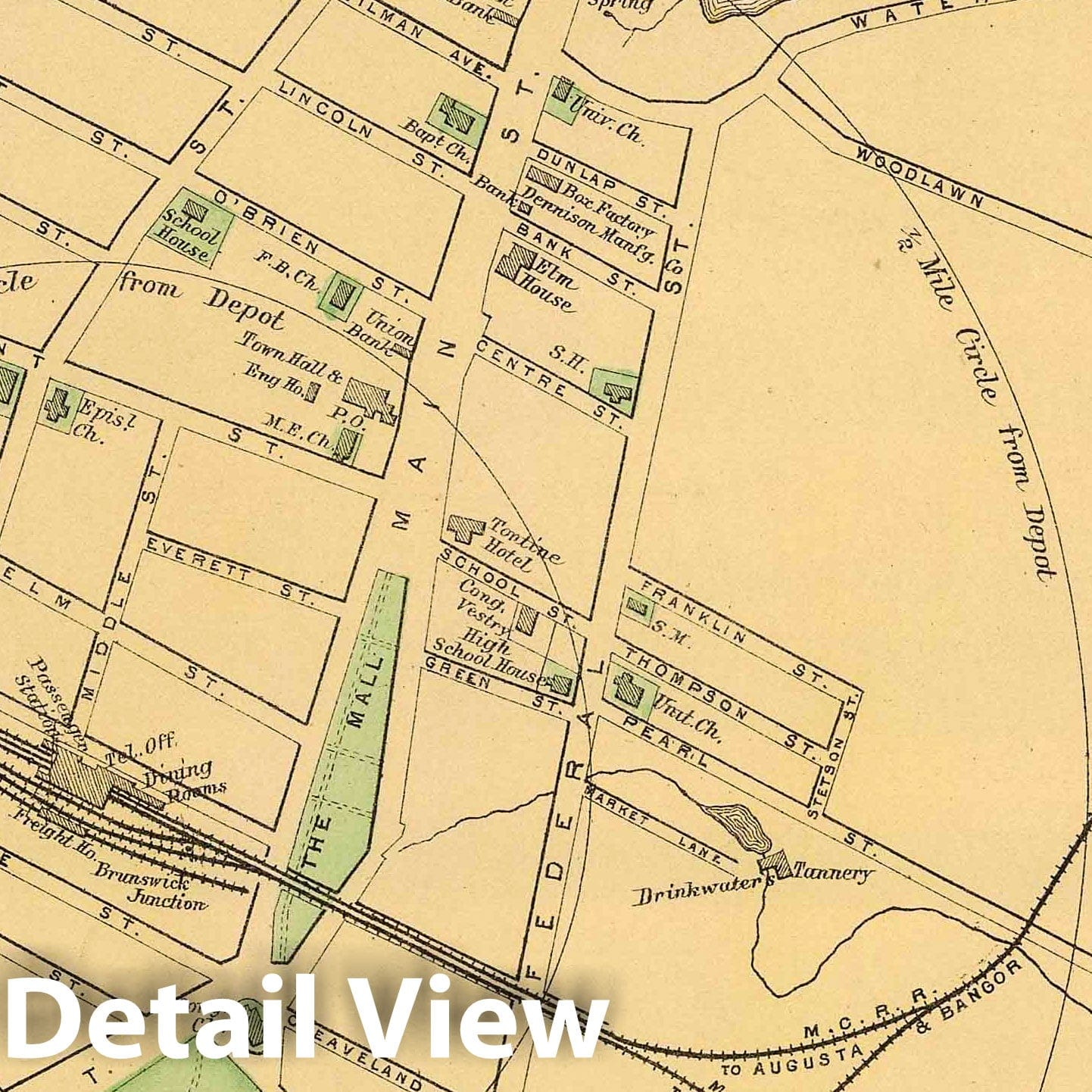 Historic Map : 1885 Brunswick, Topsham. - Vintage Wall Art