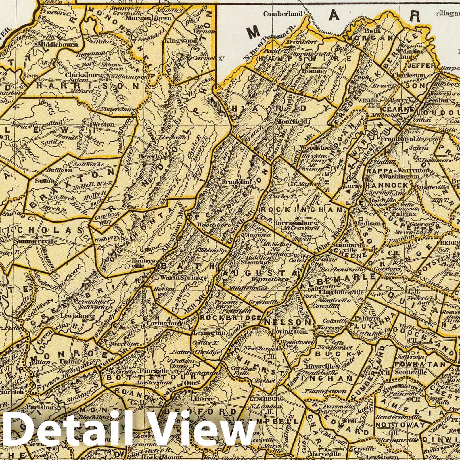 Virginia, 1845 - Historical Map Print from Morse's North American Atlas