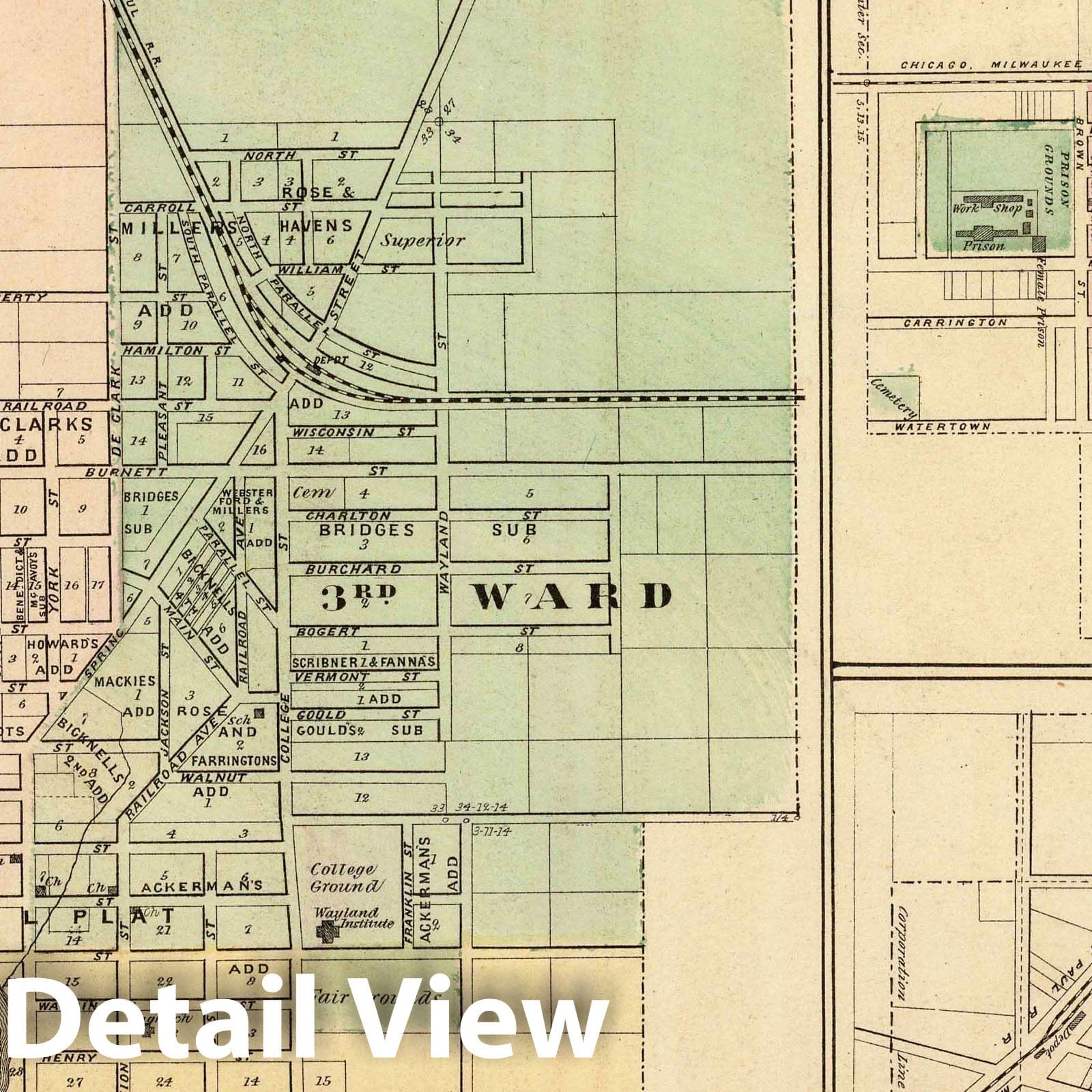 Beaver Dam, Waupun and New Lisbon, Wisconsin - 1878 Historical Atlas Map