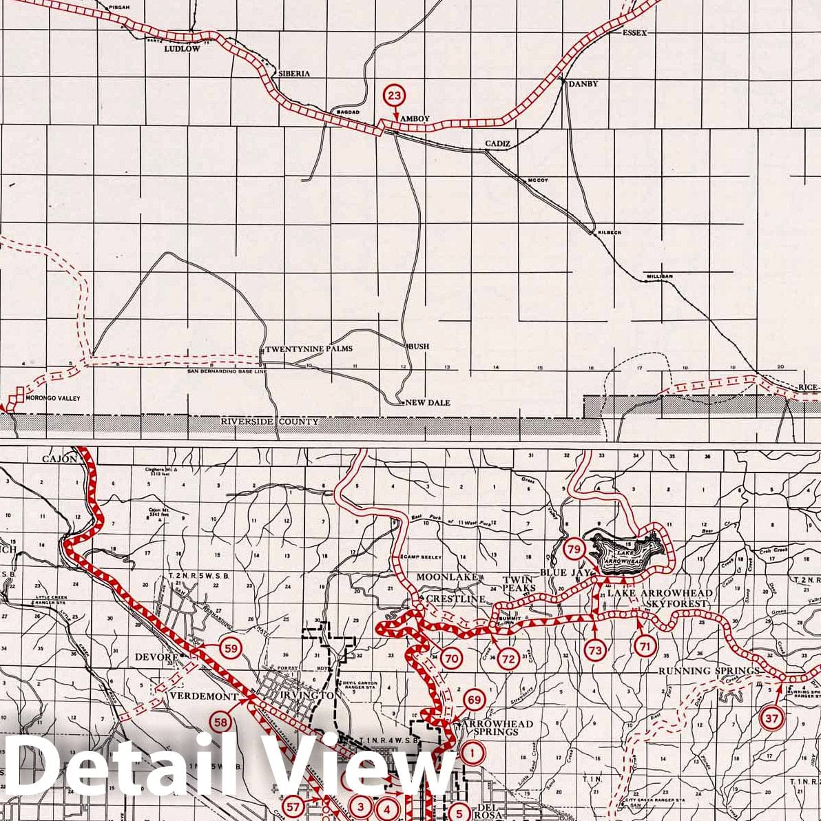 San Bernardino County, California - Road Map, 1935