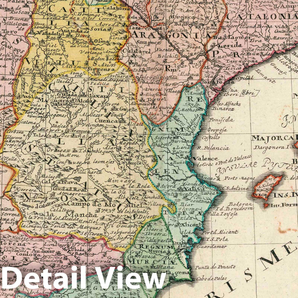 Historic Map : Spain, , Europe 1753 Tab. Geogr. Hispaniae , Vintage Wall Art