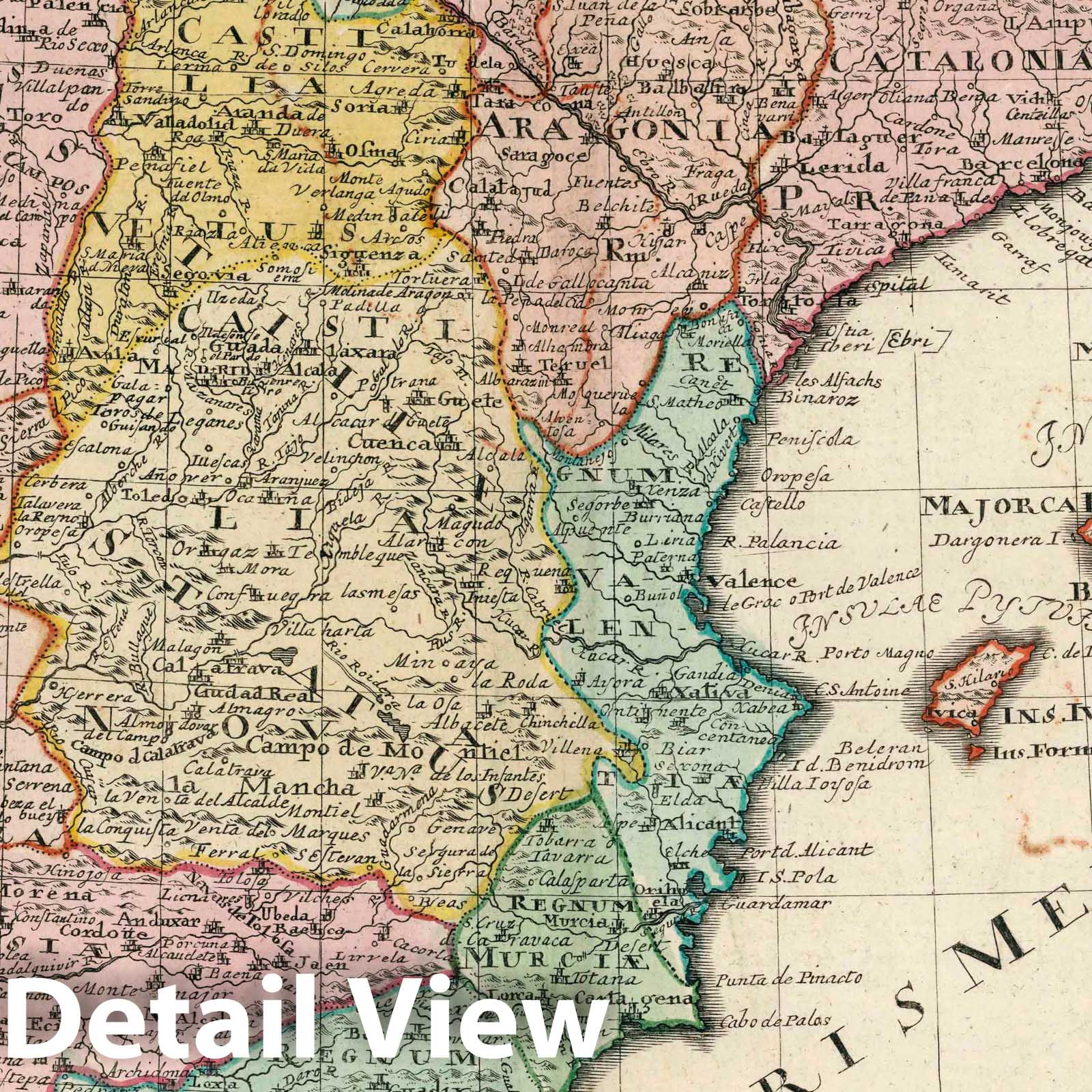 Spain and Portugal - River Map, 1753 - Historical Map Print