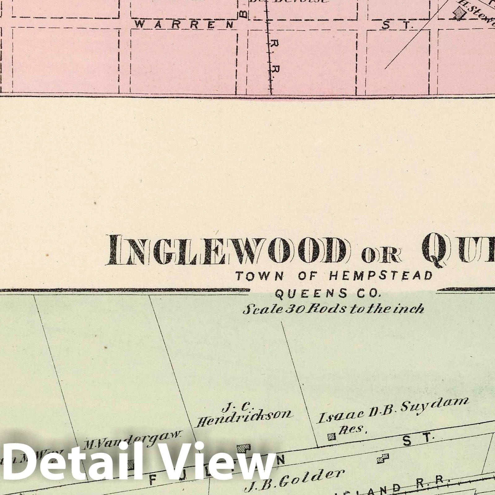 Jamaica, Hempstead, Long Island, New York - Property Map, 1873 - Historical Atlas Print