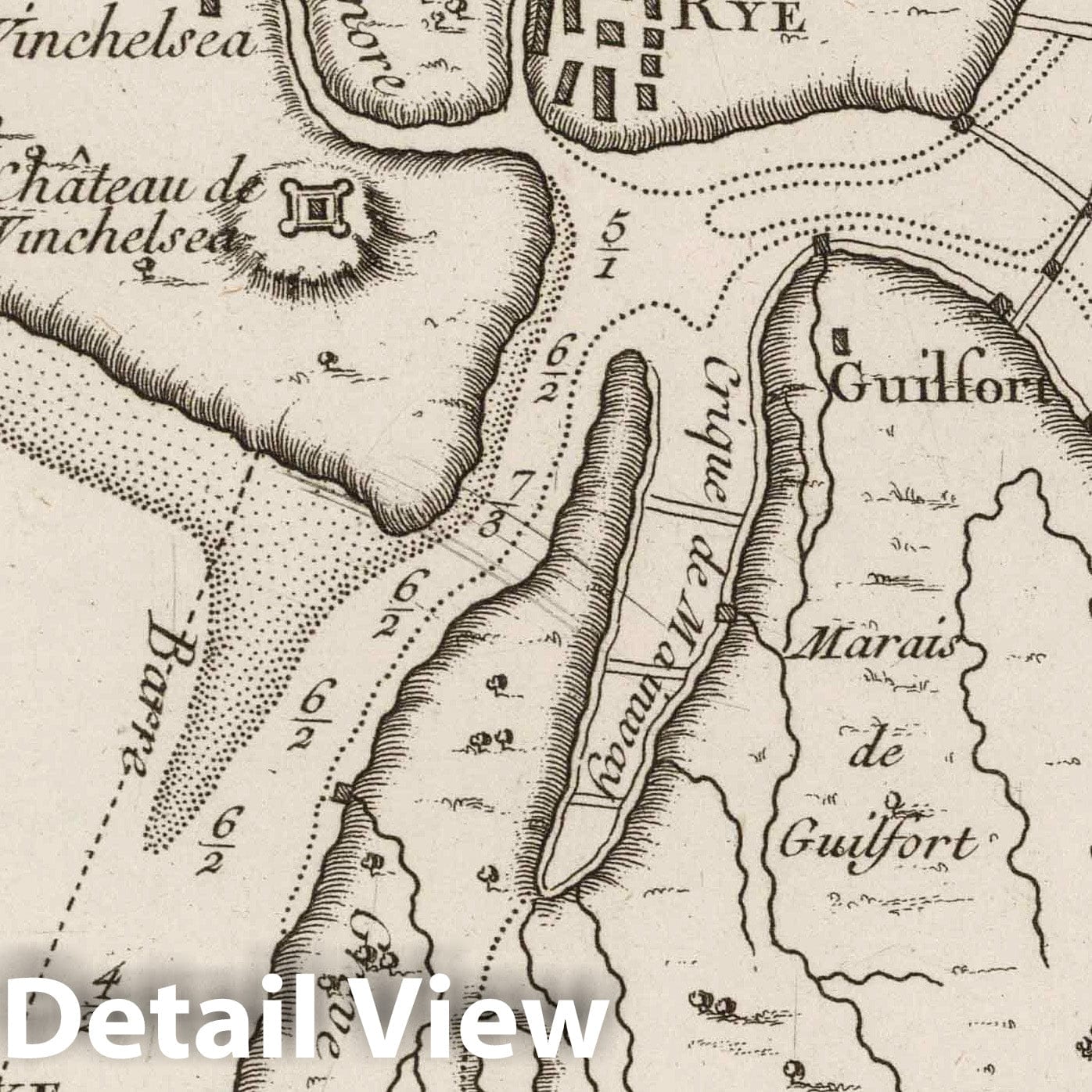 Rye Harbor, England - Nautical Chart, 1764 - Historical Map Print
