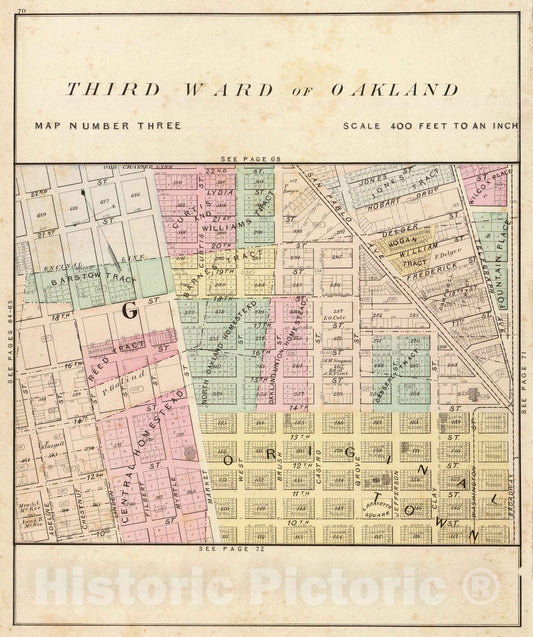 Historic Map : 1878 Oakland, vicinity 3. - Vintage Wall Art