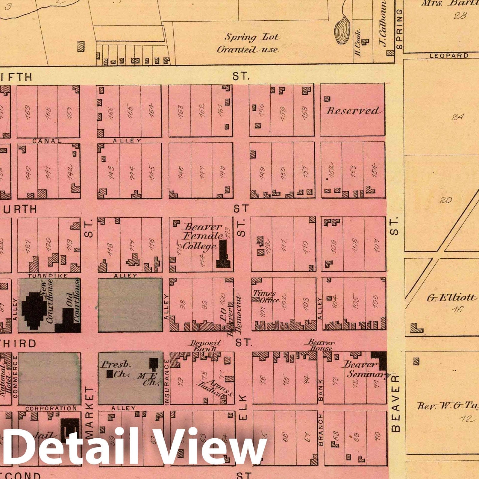 Historic Map : 1877 Beaver Borough, Beaver Co, Pa. - Vintage Wall Art