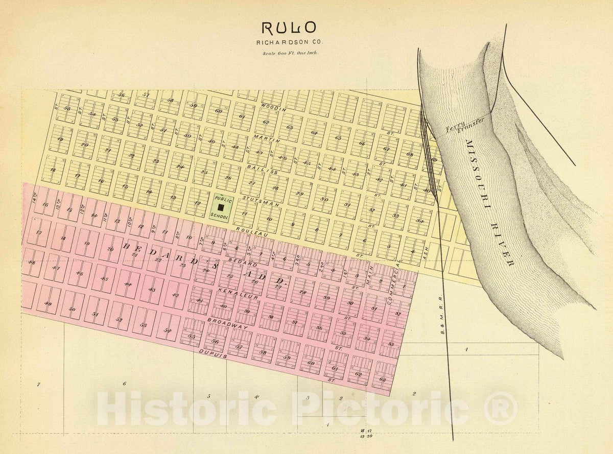 Historic Map : Rulo (Neb.), Nebraska, 1885 Rulo. , Vintage Wall Art