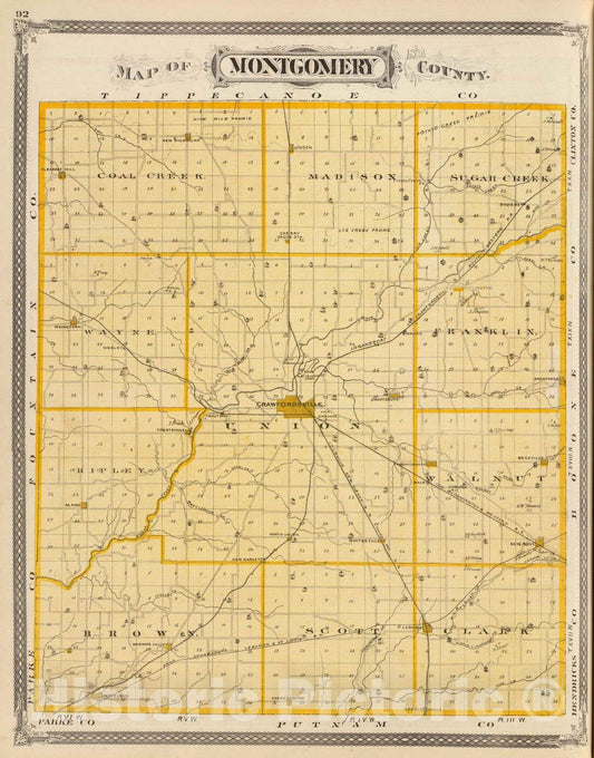 Historic Map : 1876 Map of Montgomery County. - Vintage Wall Art