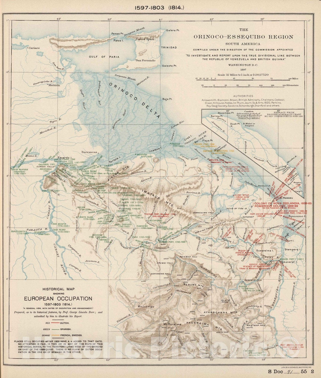 Historic Map : National Atlas - 1897 Grand View of European Occupation, 1597-1803 (1814). - Vintage Wall Art