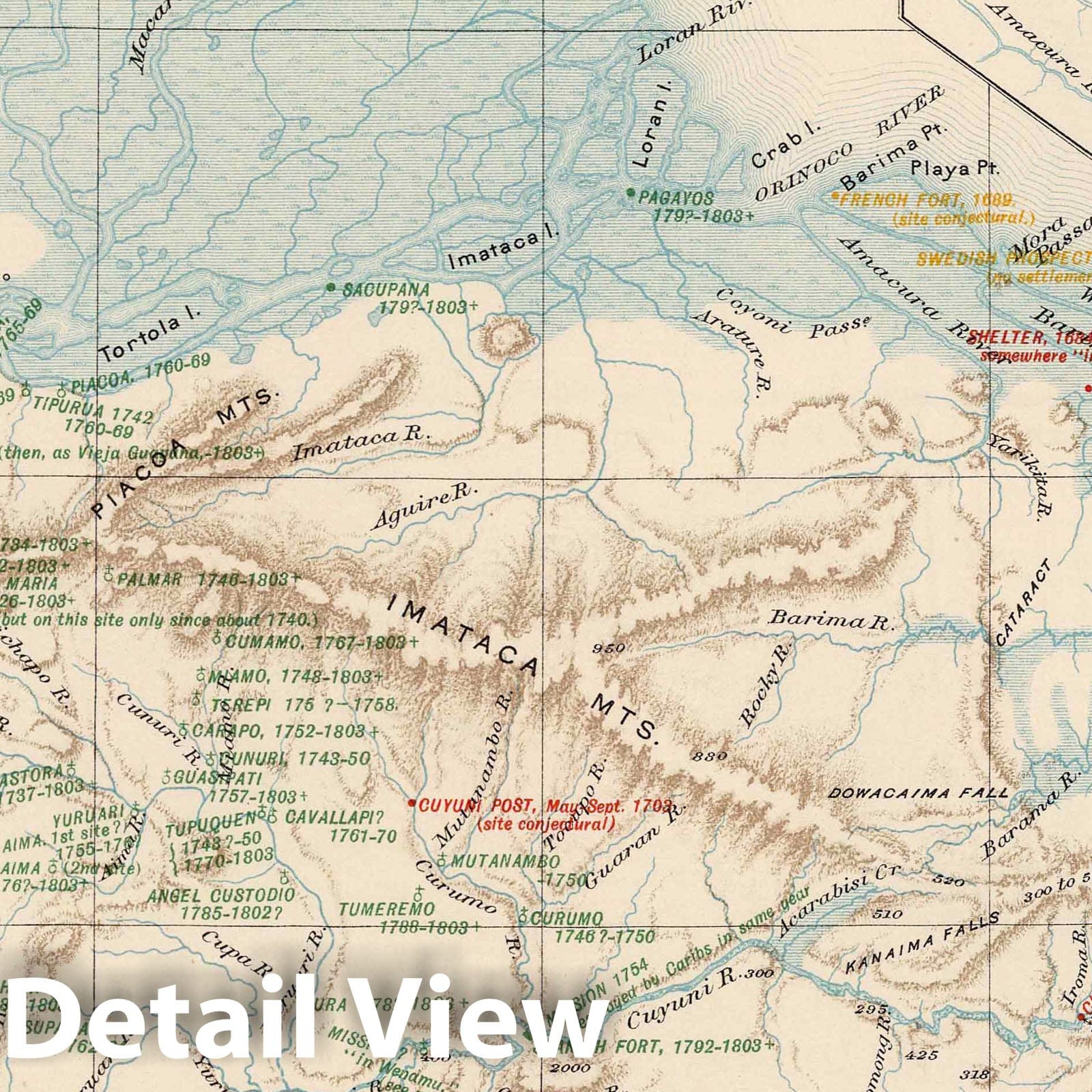 Orinoco-Essequibo Region, Venezuela and Guiana - Route Map, 1897