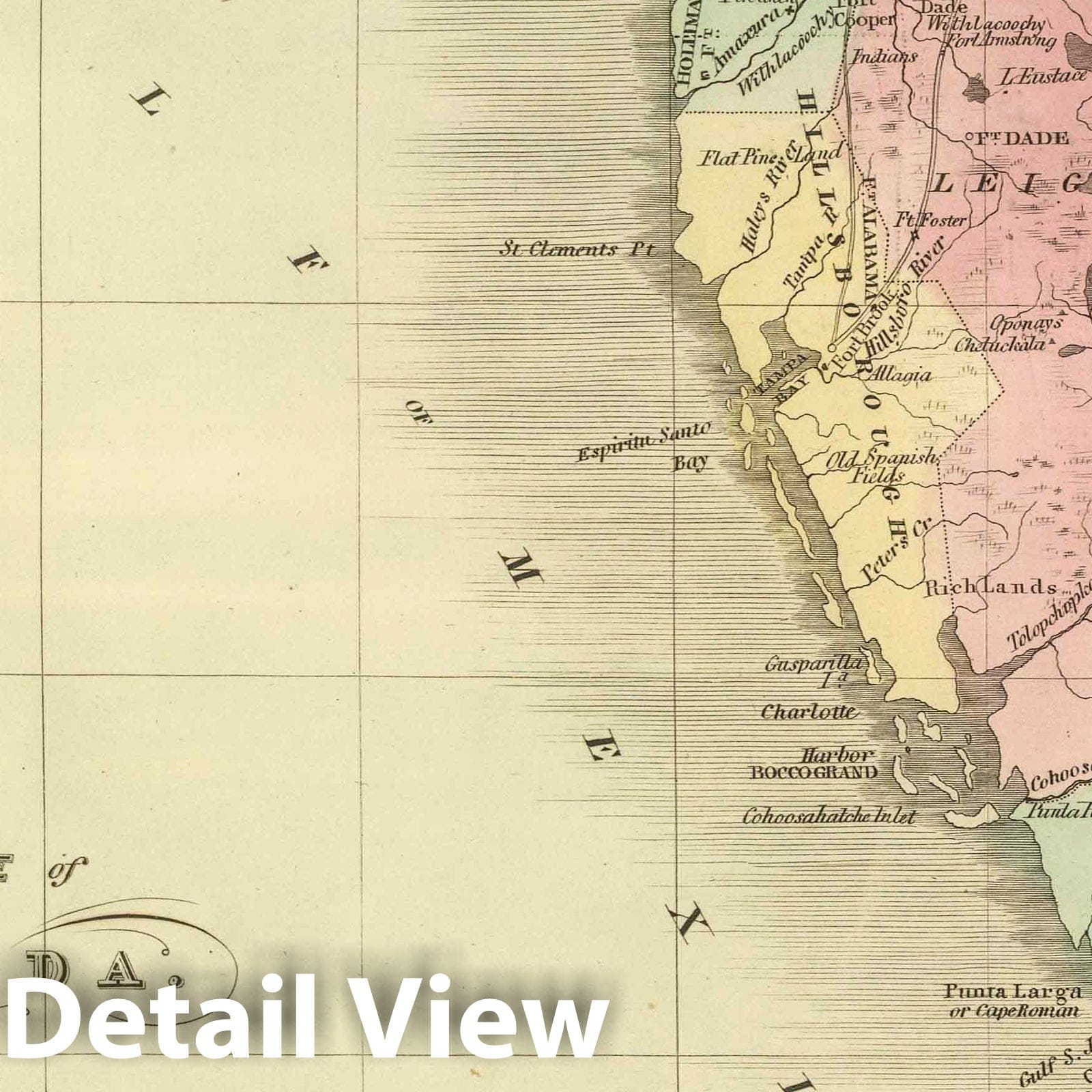 Florida - Railroad Map, 1848 - Historical Map Print