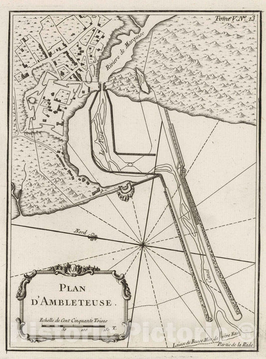 Historic Map : Chart Atlas - 1764 Plan d'Ambleteuse. - Vintage Wall Art